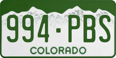 CO license plate 994PBS