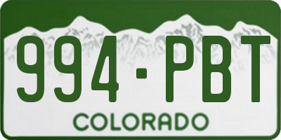 CO license plate 994PBT
