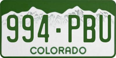 CO license plate 994PBU