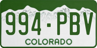 CO license plate 994PBV