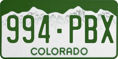 CO license plate 994PBX