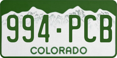 CO license plate 994PCB