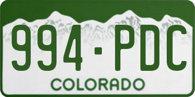 CO license plate 994PDC