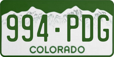 CO license plate 994PDG
