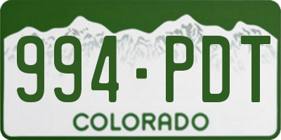 CO license plate 994PDT