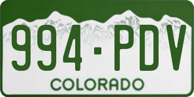 CO license plate 994PDV
