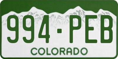 CO license plate 994PEB