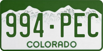 CO license plate 994PEC