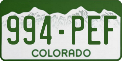 CO license plate 994PEF