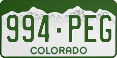 CO license plate 994PEG