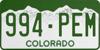 CO license plate 994PEM