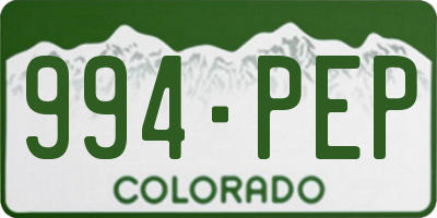 CO license plate 994PEP