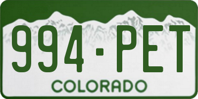 CO license plate 994PET