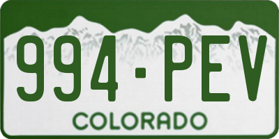 CO license plate 994PEV