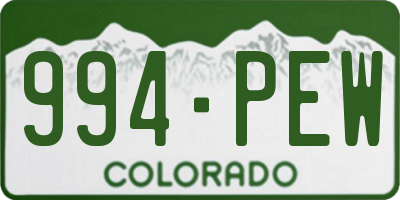 CO license plate 994PEW