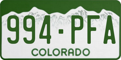 CO license plate 994PFA
