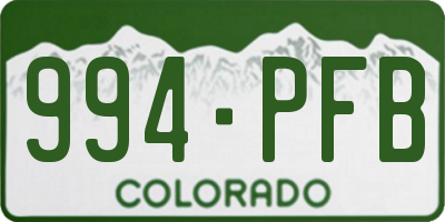 CO license plate 994PFB