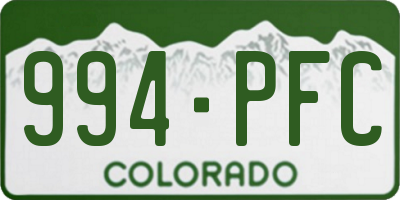 CO license plate 994PFC