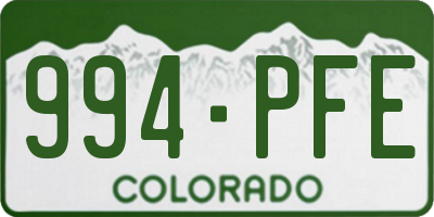 CO license plate 994PFE