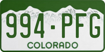 CO license plate 994PFG