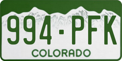 CO license plate 994PFK
