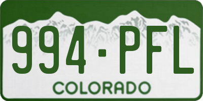 CO license plate 994PFL