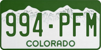 CO license plate 994PFM
