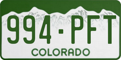 CO license plate 994PFT