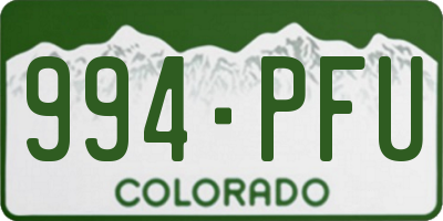 CO license plate 994PFU