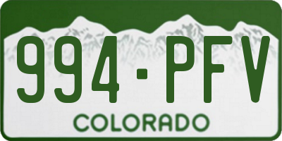 CO license plate 994PFV