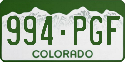 CO license plate 994PGF