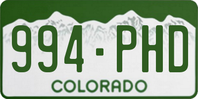CO license plate 994PHD