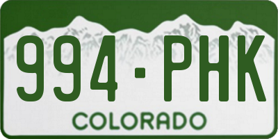 CO license plate 994PHK