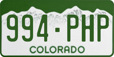 CO license plate 994PHP