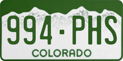 CO license plate 994PHS
