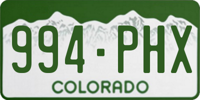 CO license plate 994PHX