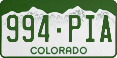 CO license plate 994PIA