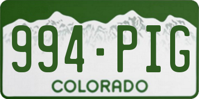 CO license plate 994PIG