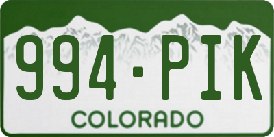 CO license plate 994PIK