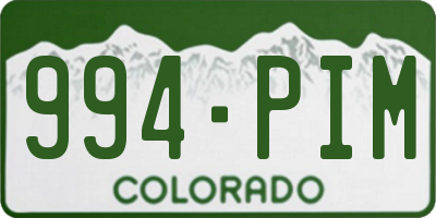 CO license plate 994PIM
