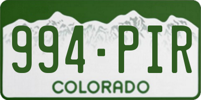 CO license plate 994PIR