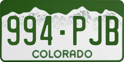CO license plate 994PJB