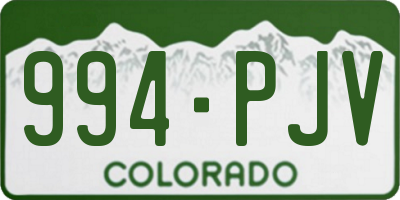 CO license plate 994PJV