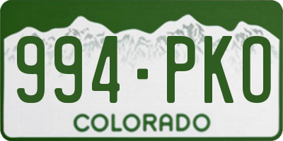 CO license plate 994PKO