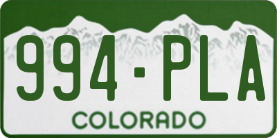CO license plate 994PLA