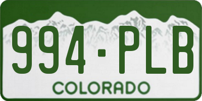 CO license plate 994PLB