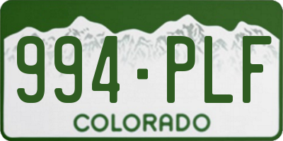 CO license plate 994PLF
