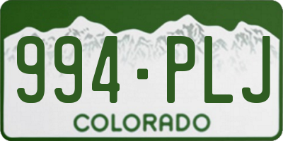 CO license plate 994PLJ