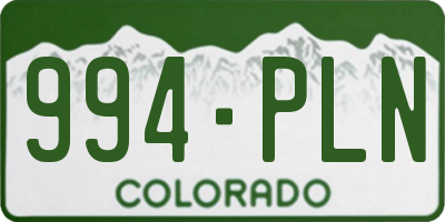 CO license plate 994PLN