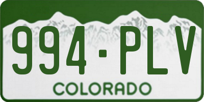 CO license plate 994PLV